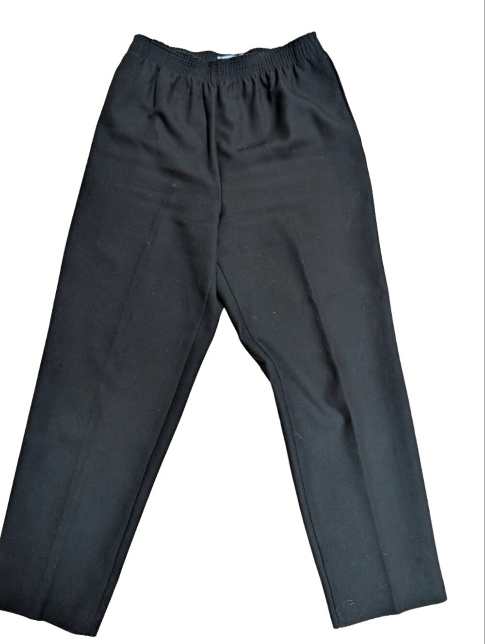 Vintage High-Rise Dark Green Elastic Waist Women's Dress Pants